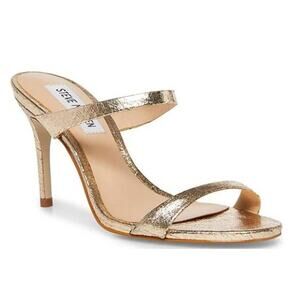 STEVE MADDEN Rosalina Metallic Silver Heels 9.5M Two‎ Strap Sandals